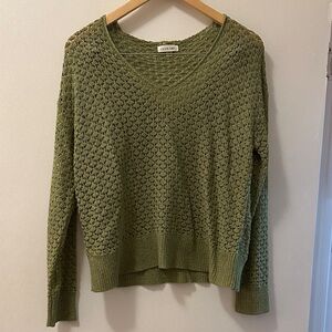 V neck green sweater